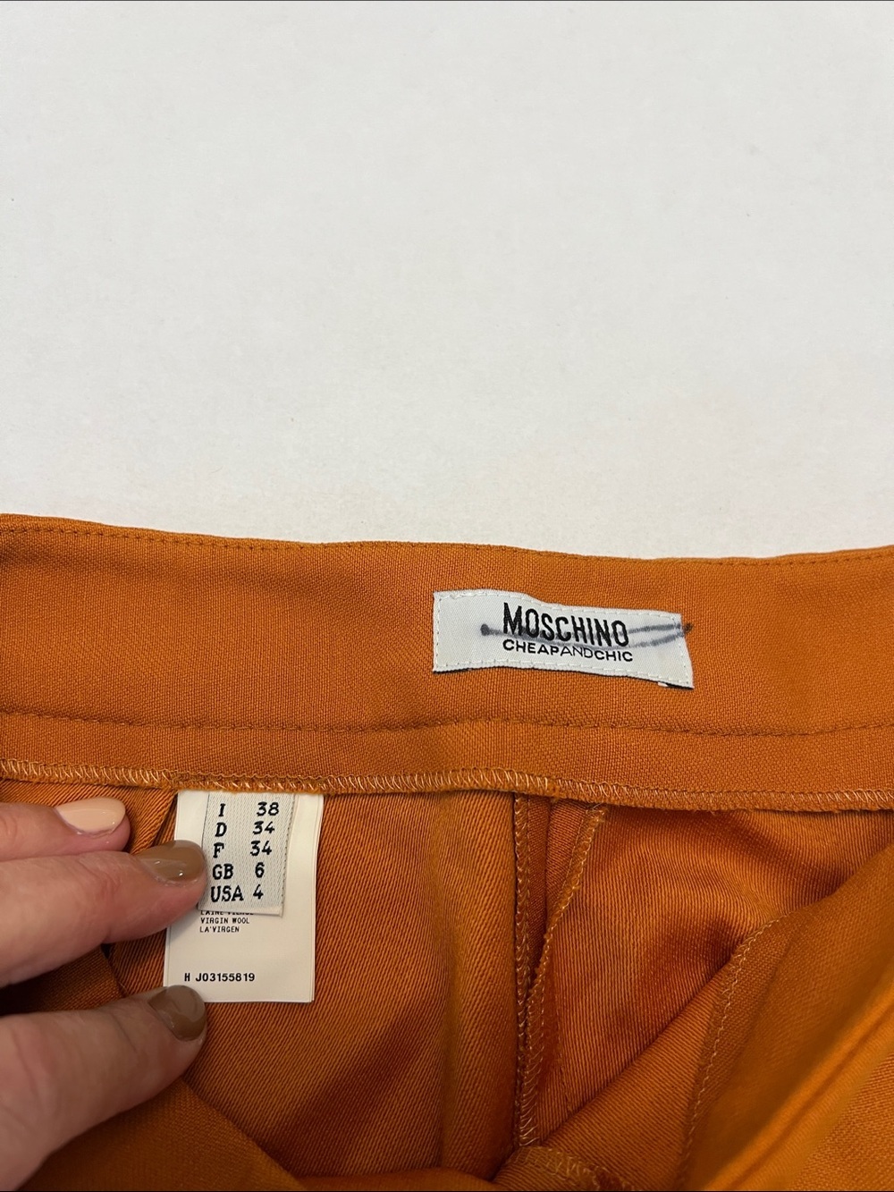 MOSCHINO CHEAP AND CHIC BURNT ORANGE BROWN PULL ON VIRGIN WOOL PANT SIZE 4 - Picture 4 of 13